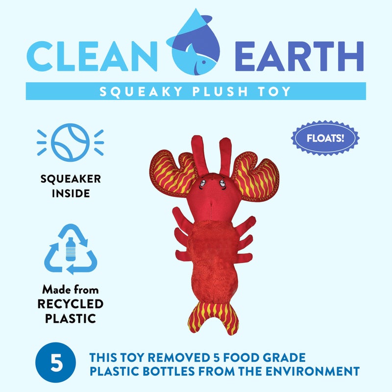 Spunky Pup Clean Earth Plush Lobster | Made from 100% Recycled Water Bottles | Small - Image 2
